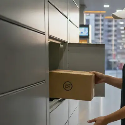 Paquetes almacenados en la portería de un edificio residencial