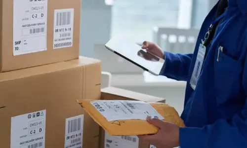 Paquetería organizada en zona común de conjunto residencial